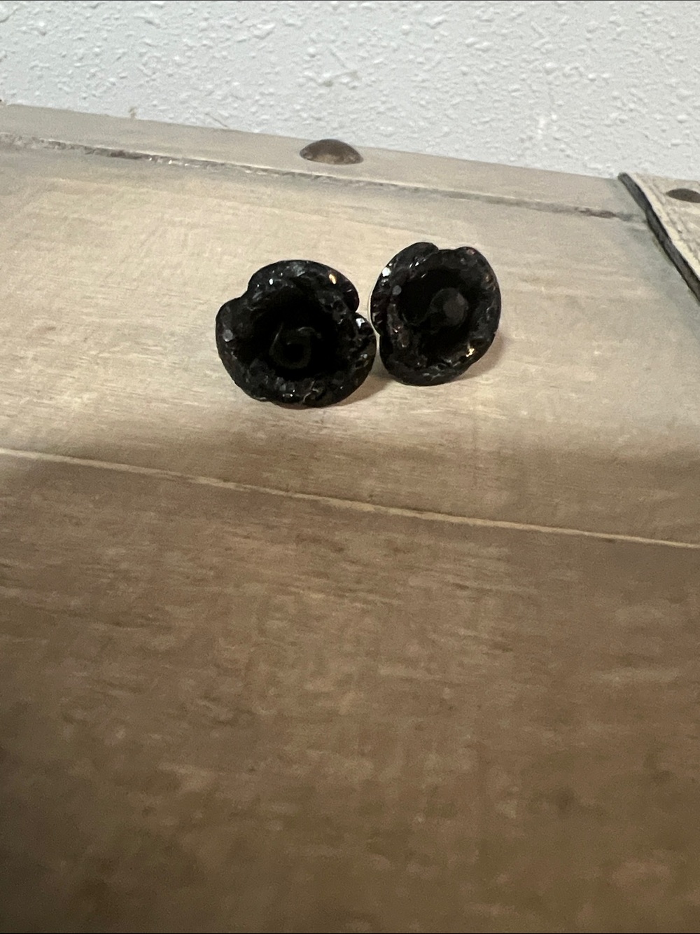 Betsey Johnson Black Rose Stud Earrings